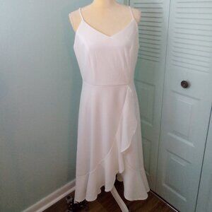 NWT DRESSTELLS XL FAUX WRAP TIERED RUFFLE PEPLUM HI-LO WEDDING REHEARSAL SHOWER